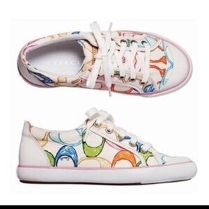 Coach colorful logo Barrett lace up sneakers shoes stylish trendy size 10